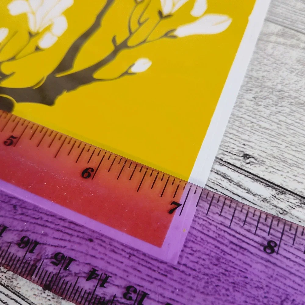 Blank Note Card Birds and Blossoms Stationery Greeting Card Yellow Black Any Occ
